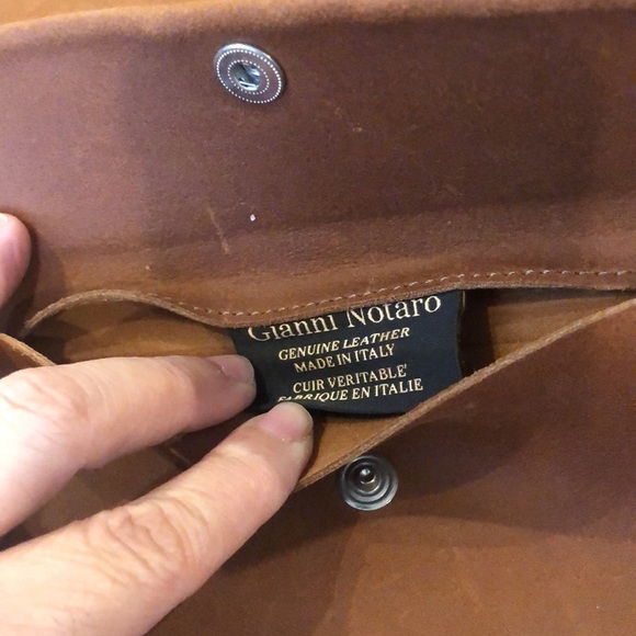 Gianni Notaro Big Slouchy Hobo Bag with Attached Pouch in Whisky Color Suede - Picture 12 of 16